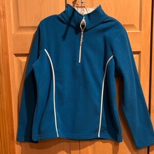 New Izod Teal Fleece Top with White Accents